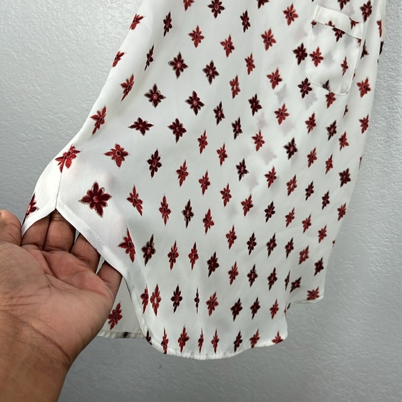 LOFT Women’s Cream Tank Top with Re Geometric Pattern Sleeveless Petite Sz XSP - Picture 7 of 8